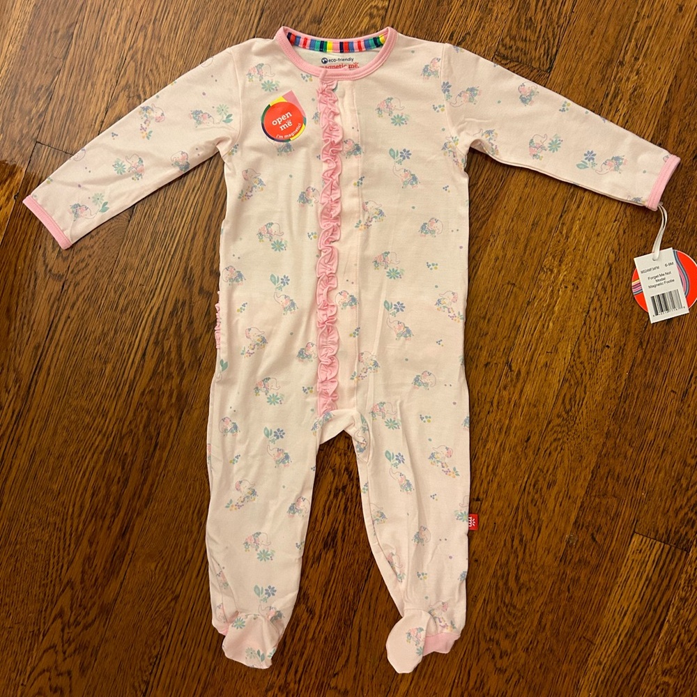 NWT Magnetic Me Forget Me Not Modal Footie Pajamas with Ruffles | 6-9 months